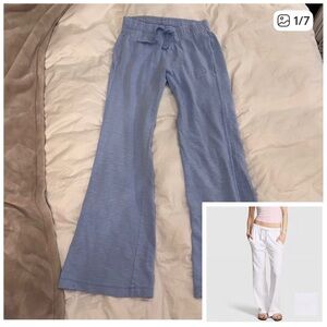 PINK Lightweight Lounge Flare Pants XS Drawstring Pockets in light blue